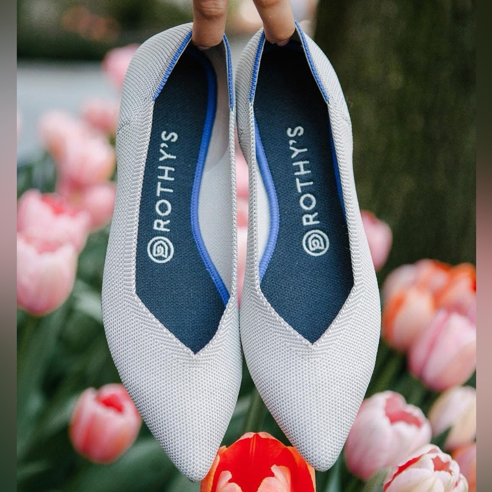 Rothy’s The Point Light Grey Flax Birdseye NEW‎ IN BOX!